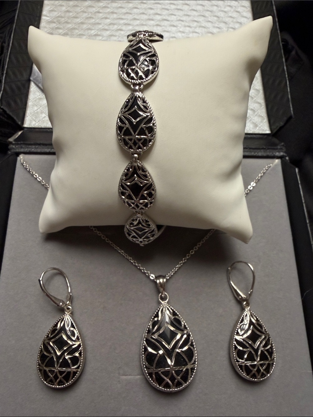 Sterling Silver Wrapped Black Onyx Jewelry Set